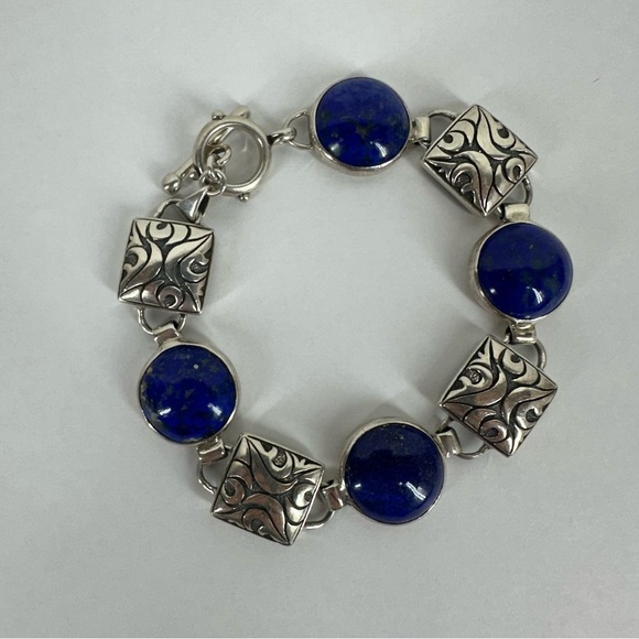 Unbranded Lapis Lazuli And .925 Silver Southwest Bracelet - Picture 1 of 16